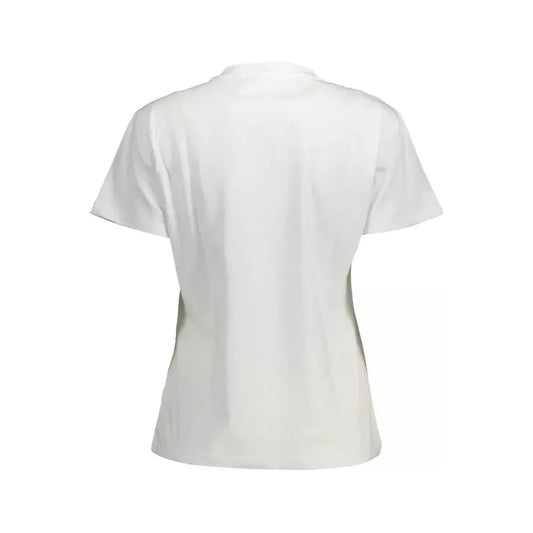 Kocca Elegant White Printed Tee with Chic Details Kocca