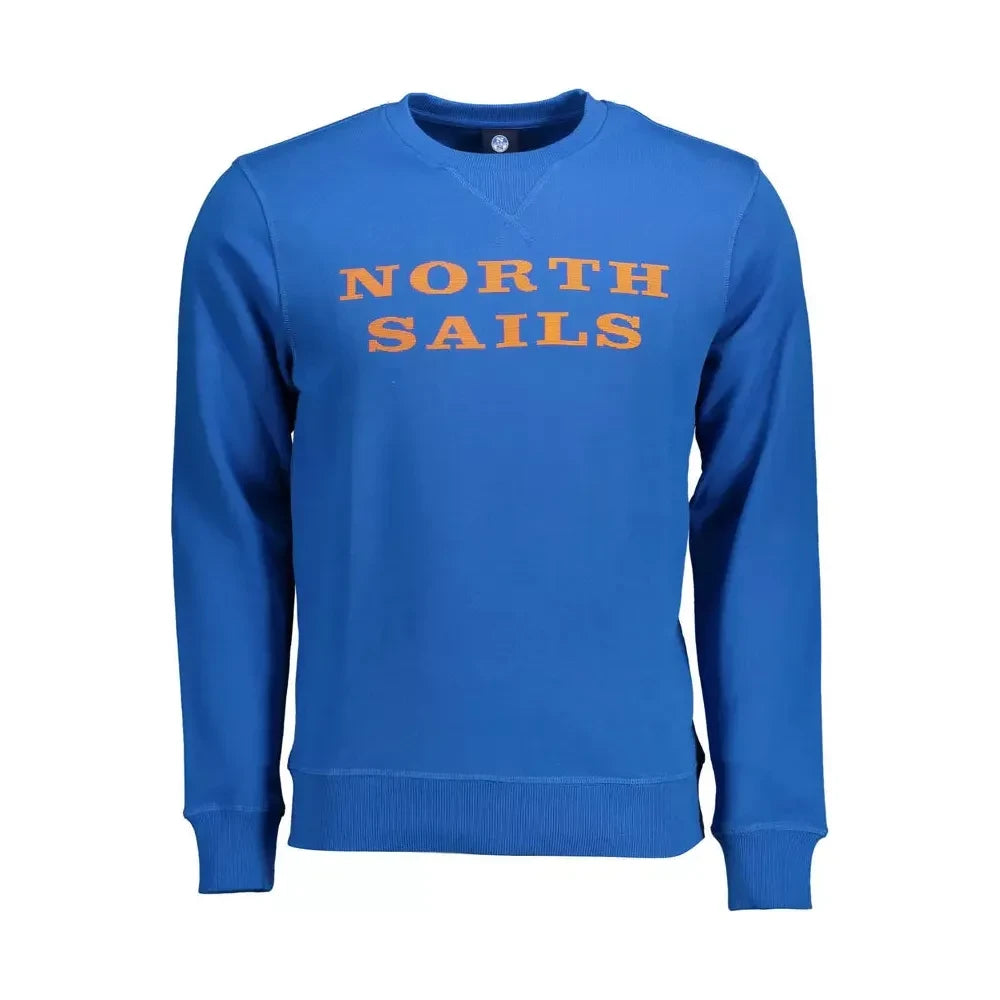 North Sails Blue Round Neck Cotton Sweatshirt with Logo North Sails