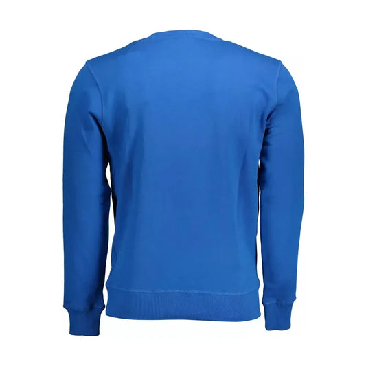 North Sails Blue Round Neck Cotton Sweatshirt with Logo North Sails