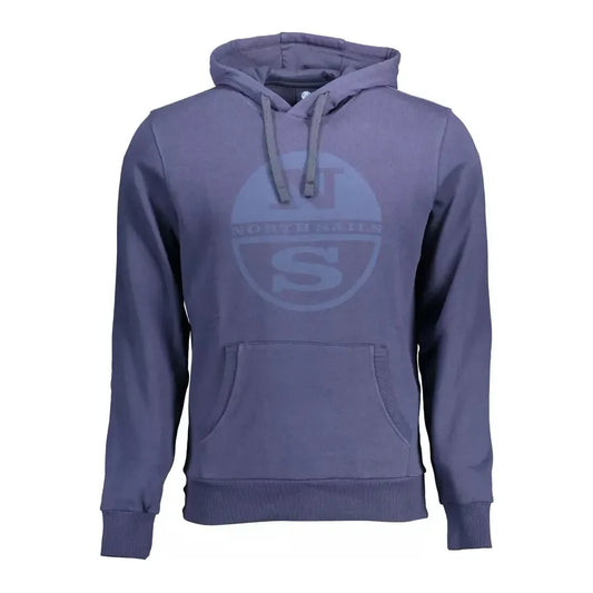 North Sails Blue Cotton Hooded Sweatshirt with Logo Print North Sails