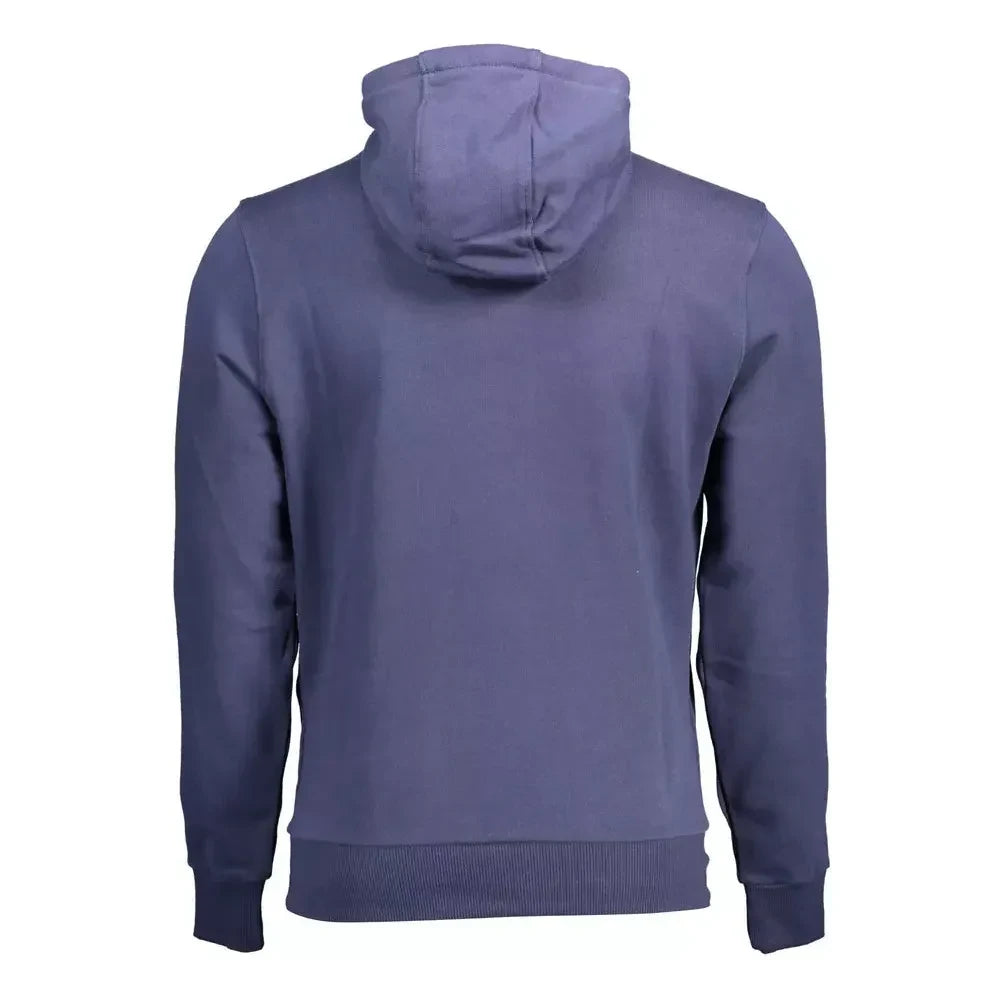 North Sails Blue Cotton Hooded Sweatshirt with Logo Print North Sails