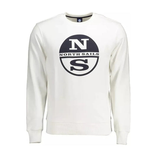 North Sails Elegant White Round Neck Cotton Sweatshirt North Sails