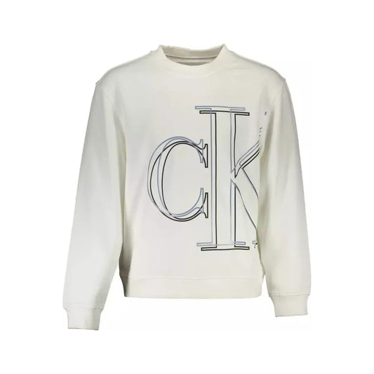 Calvin Klein Elegant White Cotton Sweater with Logo Calvin Klein