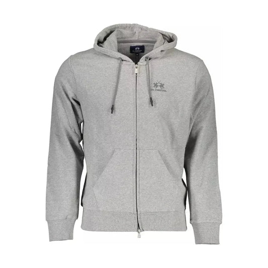 La Martina Elegant Gray Cotton Hooded Sweatshirt La Martina