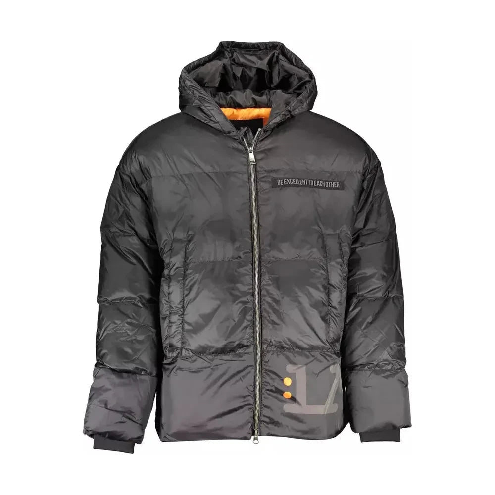 La Martina Sleek Black Feather-Down Hooded Jacket La Martina