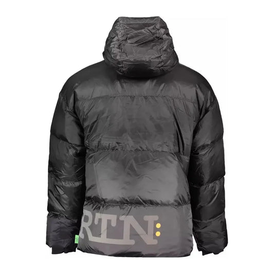 La Martina Sleek Black Feather-Down Hooded Jacket La Martina