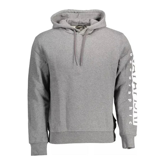 Napapijri Chic Gray Hooded Cotton Blend Sweatshirt Napapijri