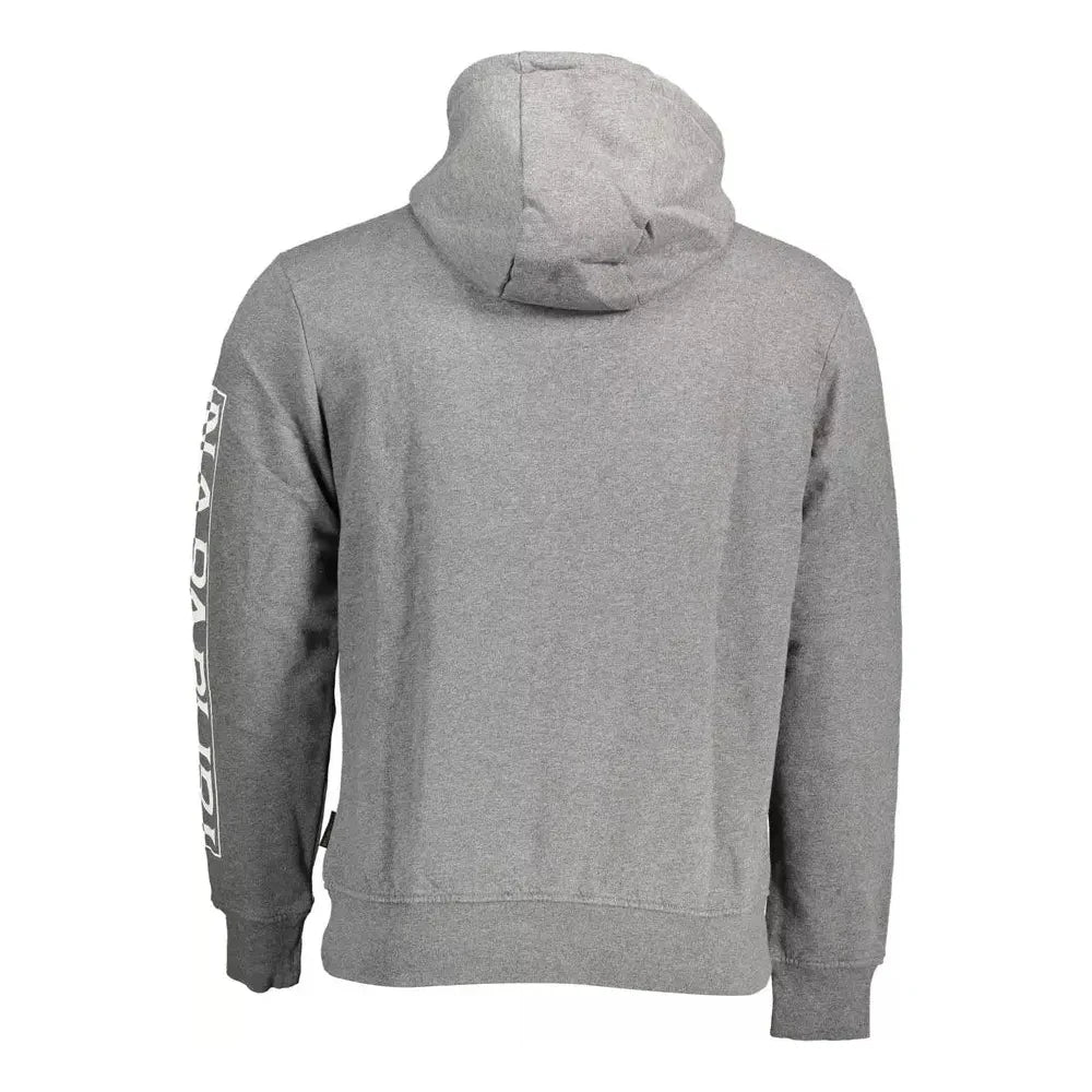 Napapijri Chic Gray Hooded Cotton Blend Sweatshirt Napapijri