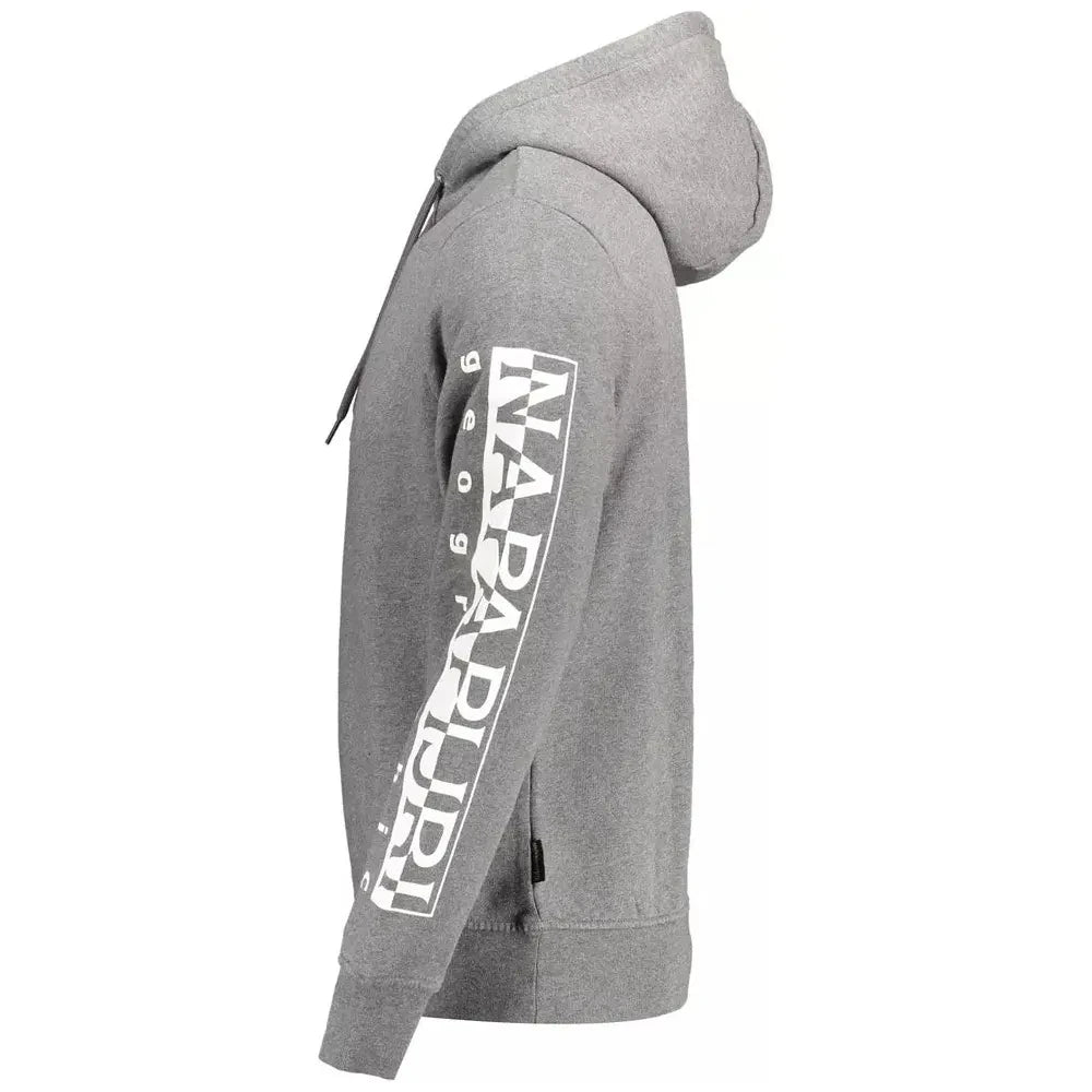 Napapijri Chic Gray Hooded Cotton Blend Sweatshirt Napapijri