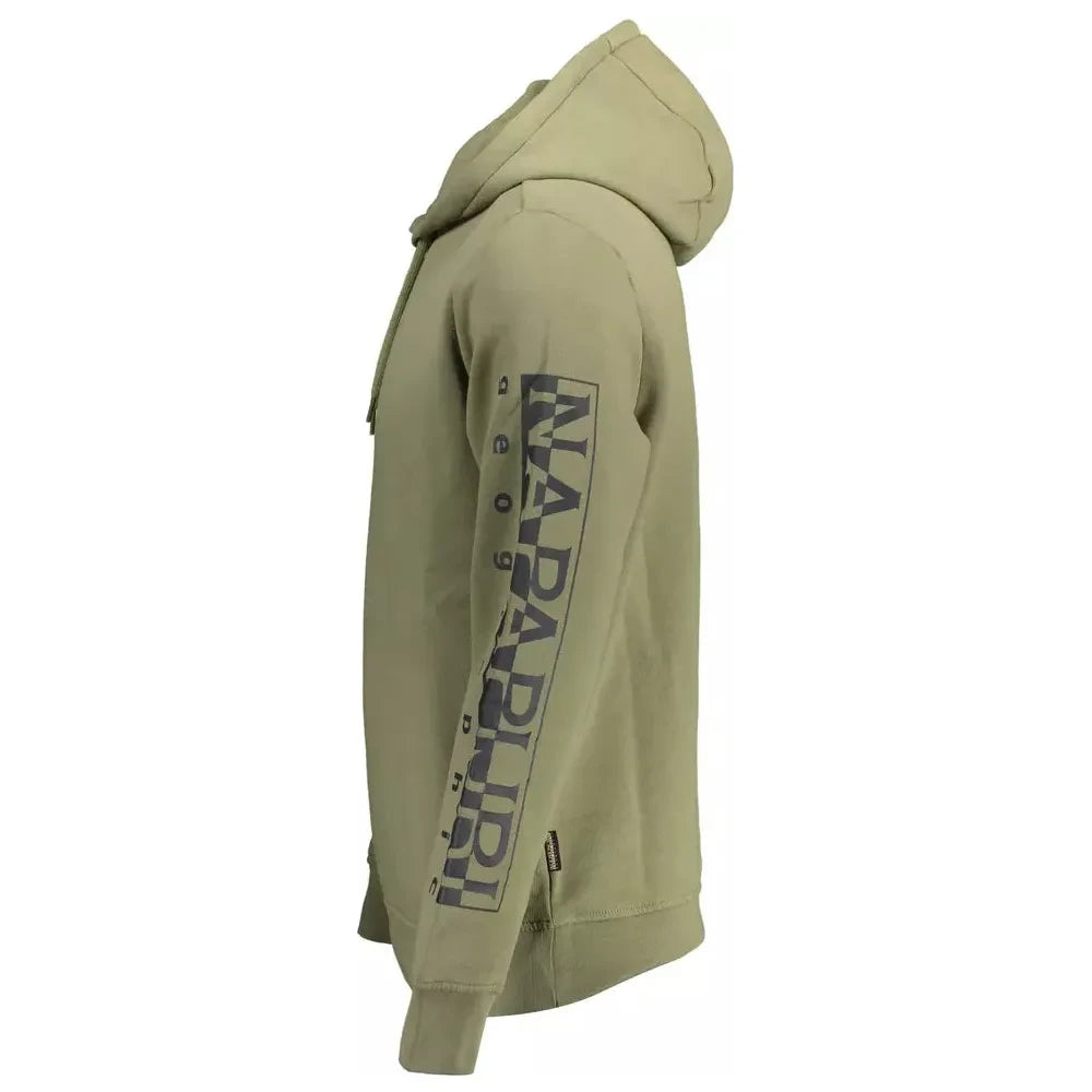 Napapijri Green Hooded Logo Print Sweatshirt Napapijri