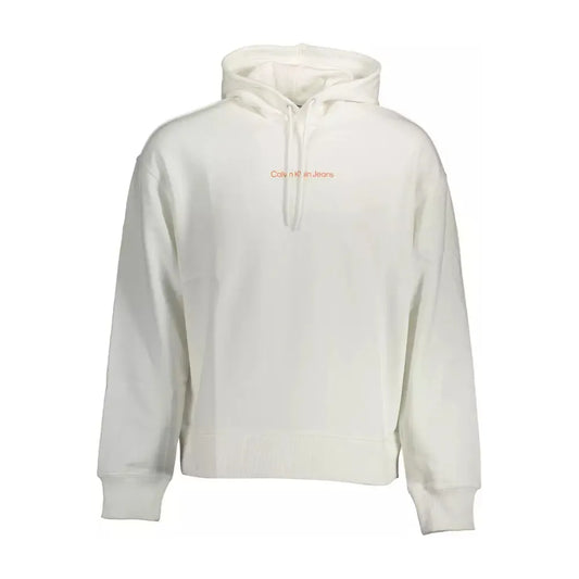 Calvin Klein Chic White Cotton Hooded Sweatshirt with Logo Detail Calvin Klein