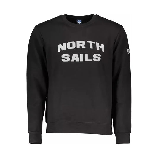 North Sails Sleek Black Cotton Blend Crewneck Sweatshirt North Sails