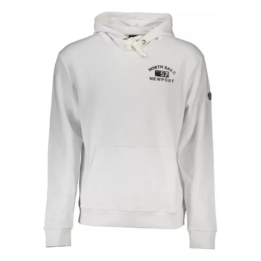 North Sails Sleek White Hooded Sweatshirt with Logo Print North Sails