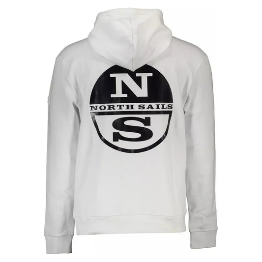 North Sails Sleek White Hooded Sweatshirt with Logo Print North Sails