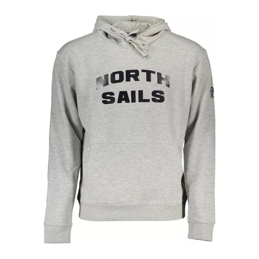 North Sails Sleek Gray Hooded Sweatshirt with Central Pocket North Sails