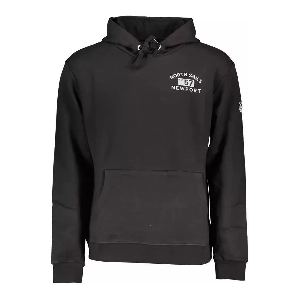 North Sails Sleek Black Hooded Cotton-Blend Sweatshirt North Sails