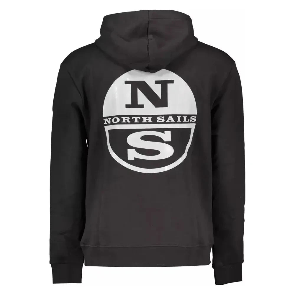 North Sails Sleek Black Hooded Cotton-Blend Sweatshirt North Sails