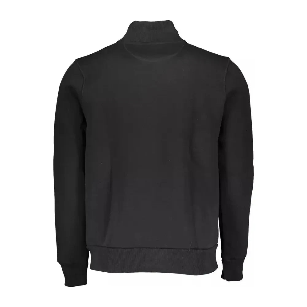 North Sails Sleek Black Zip Sweater with Logo Detail North Sails