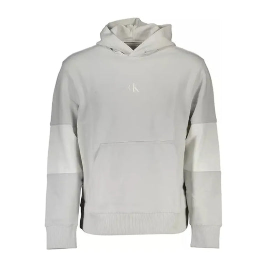 Calvin Klein Elegant Gray Hooded Sweatshirt with Contrasting Details Calvin Klein