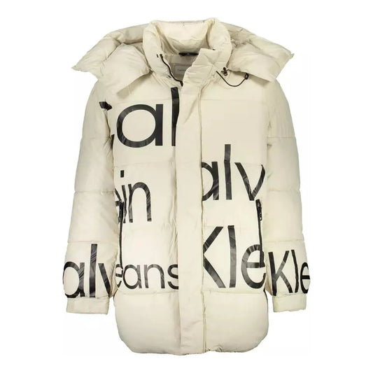 Calvin Klein Elegant Beige Long-Sleeved Jacket with Removable Hood Calvin Klein