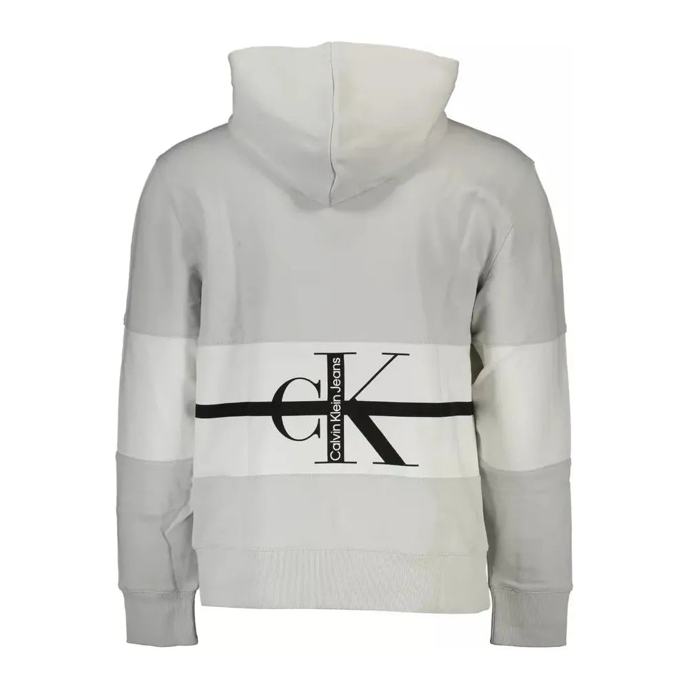 Calvin Klein Elegant Gray Hooded Sweatshirt with Contrasting Details Calvin Klein