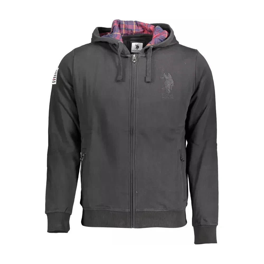 U.S. POLO ASSN. Elegant Black Cotton Zip Sweater U.S. POLO ASSN.