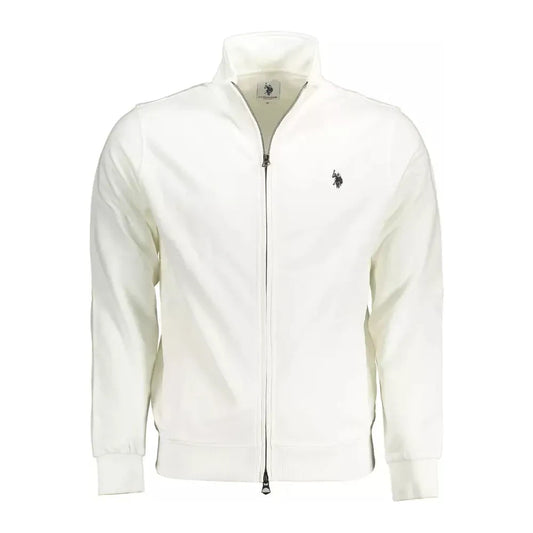 U.S. POLO ASSN. Chic White Cotton Zip Sweater with Embroidery U.S. POLO ASSN.