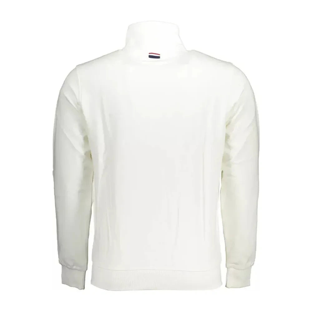 U.S. POLO ASSN. Chic White Cotton Zip Sweater with Embroidery U.S. POLO ASSN.