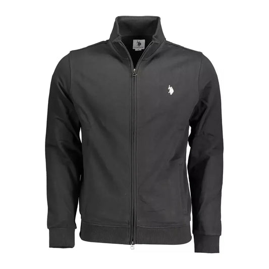 U.S. POLO ASSN. Sleek Black Cotton Zip Sweater U.S. POLO ASSN.