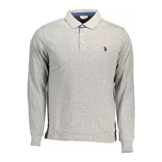 U.S. POLO ASSN. Chic Gray Long-Sleeve Polo with Elbow Patches U.S. POLO ASSN.