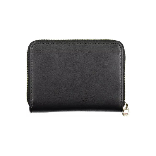 Tommy Hilfiger Sleek Black Polyethylene Wallet with Zip Closure Tommy Hilfiger