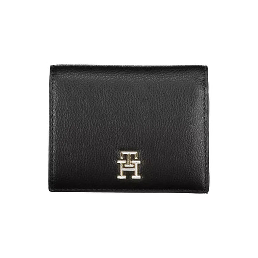 Tommy Hilfiger Sleek Black Polyethylene Wallet with Secure Closure Tommy Hilfiger