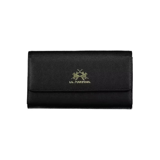 La Martina Elegant Black Polyethylene Wallet with Logo La Martina