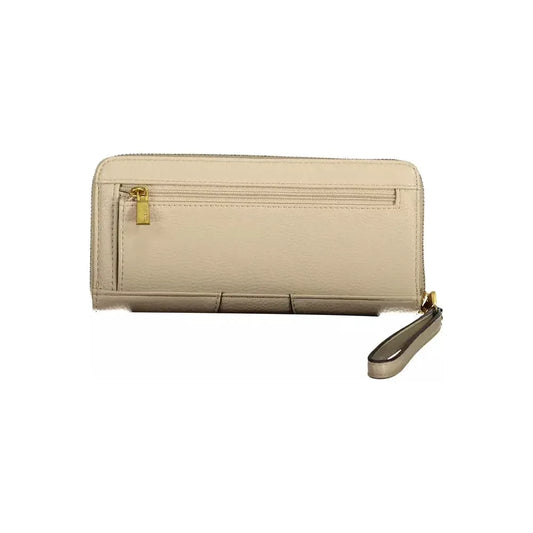 Guess Jeans Beige Chic Zip Wallet with Contrasting Accents Guess Jeans