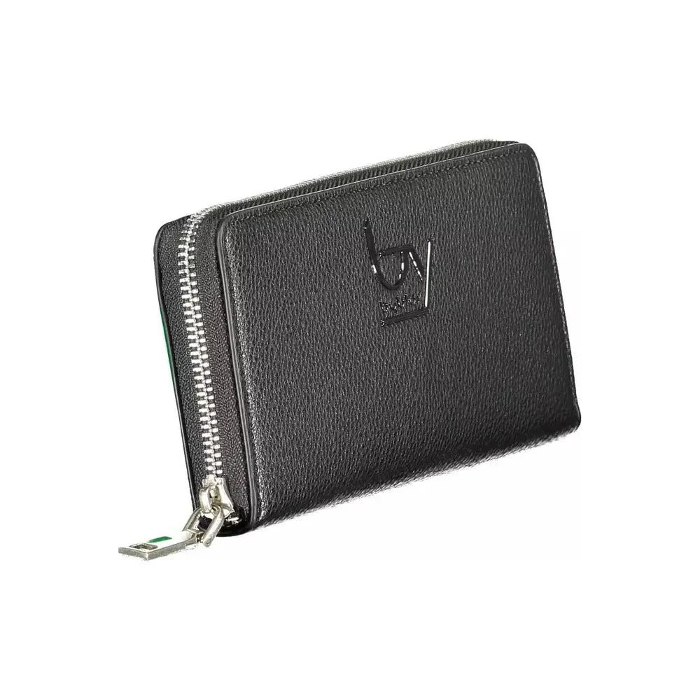 BYBLOS Elegant Black Polyethylene Wallet with Zip Closure BYBLOS