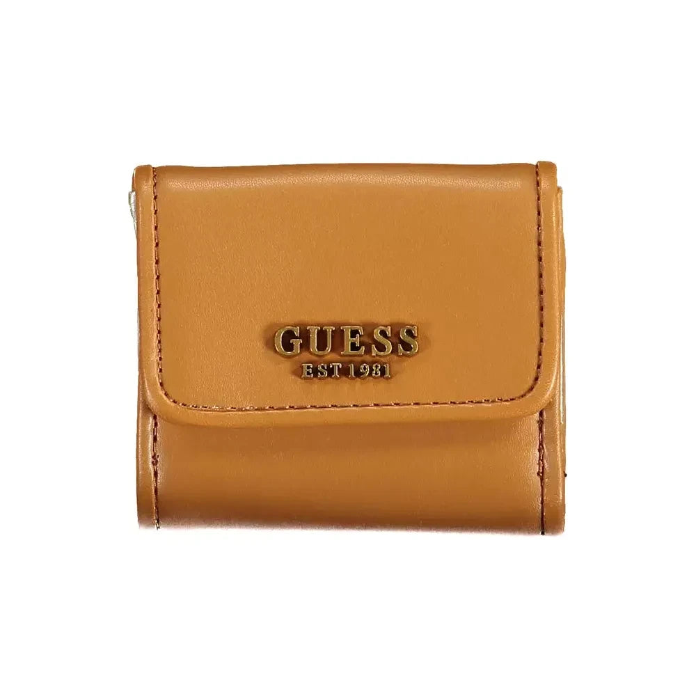 Guess Jeans Chic Brown Snap Wallet with Contrast Detailing Guess Jeans