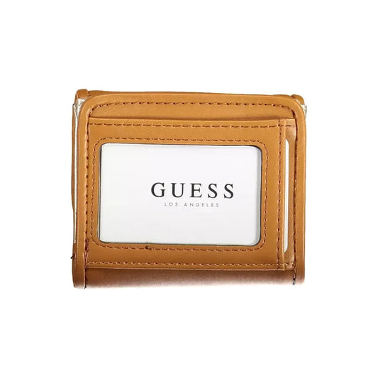 Guess Jeans Chic Brown Snap Wallet with Contrast Detailing Guess Jeans