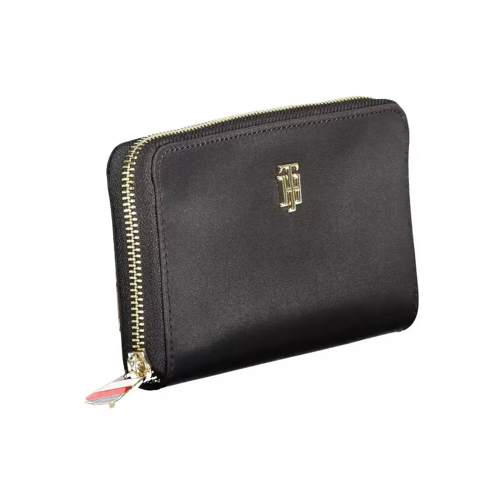 Tommy Hilfiger Sleek Black Nylon Compact Wallet Tommy Hilfiger