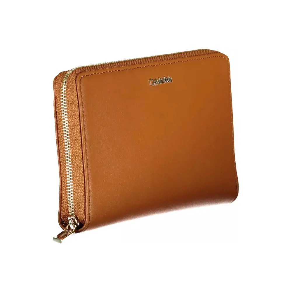 Calvin Klein Elegant Brown Polyethylene Wallet with RFID Lock Calvin Klein