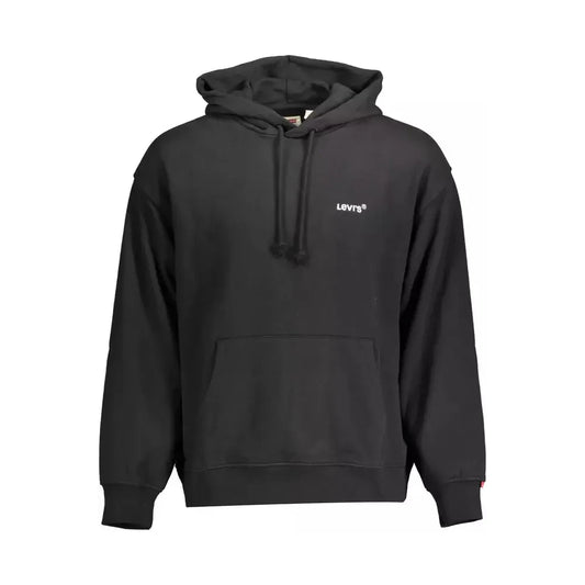 Levi's Sleek Black Cotton Hoodie with Embroidered Logo Levi's