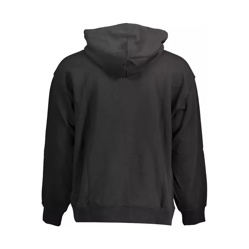 Levi's Sleek Black Cotton Hoodie with Embroidered Logo Levi's