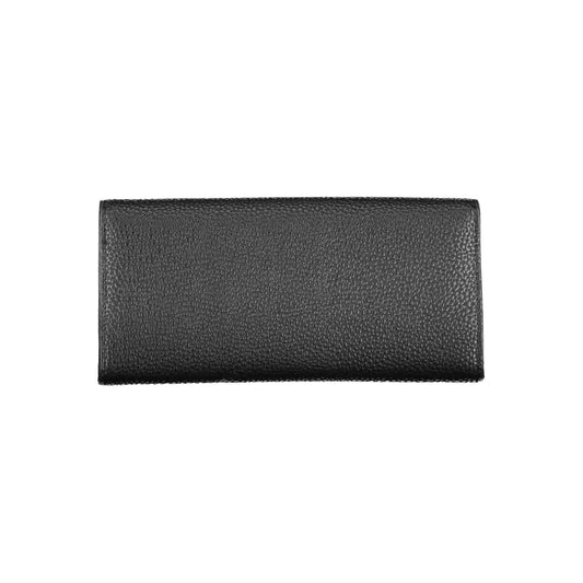 Tommy Hilfiger Elegant Black Tri-Fold Wallet with Snap Closure Tommy Hilfiger