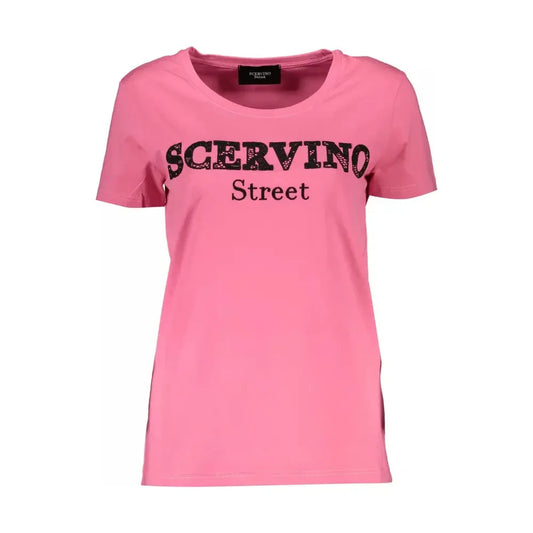 Scervino Street Chic Pink Embroidered Tee with Contrasting Details Scervino Street