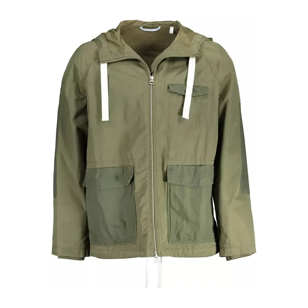 Gant Elegant Green Cotton Blend Hooded Jacket Gant