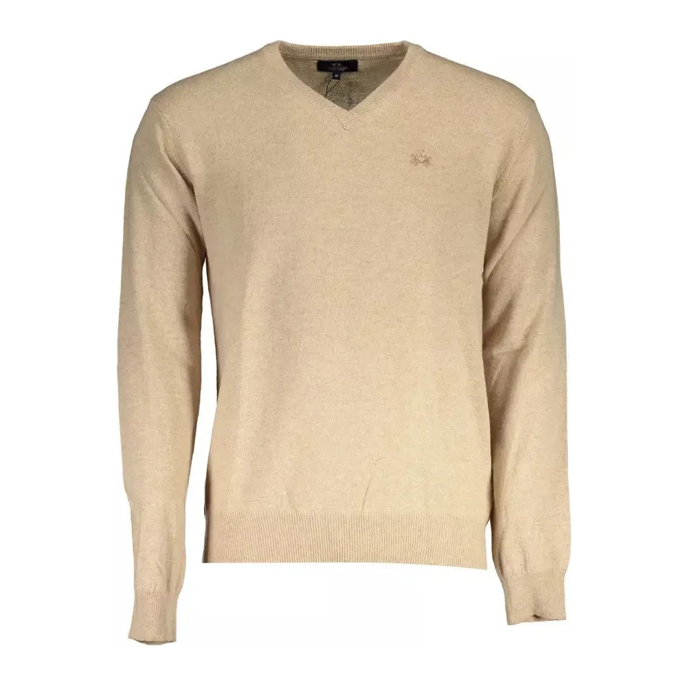 La Martina Elegant V-Neck Wool Blend Sweater La Martina