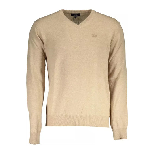 La Martina Beige Wool Men Sweater La Martina