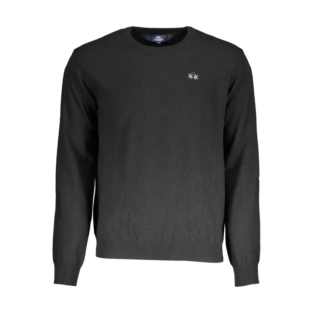 La Martina Black Wool Men Sweater