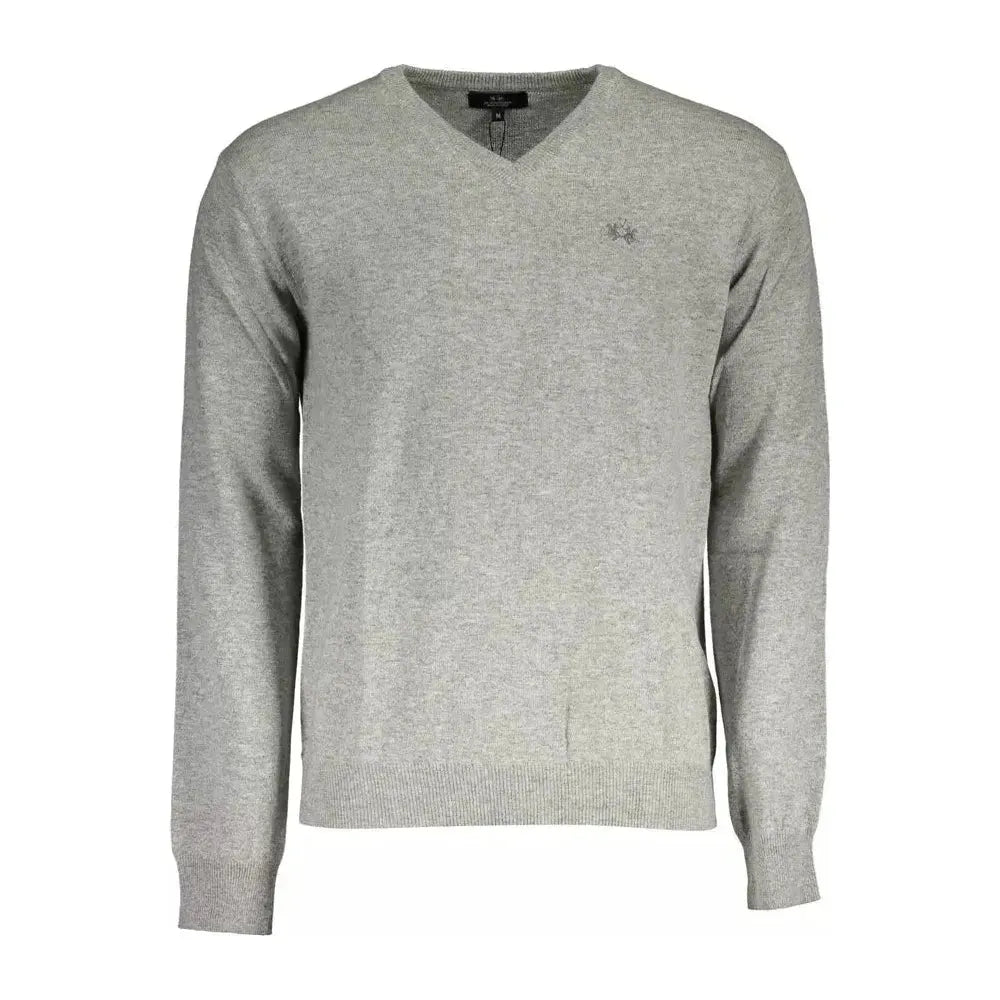 La Martina Gray Wool Men Sweater