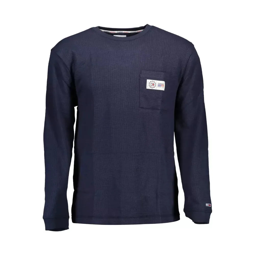 Tommy Hilfiger Elegant Blue Long-Sleeved Sweater with Logo Embroidery Tommy Hilfiger