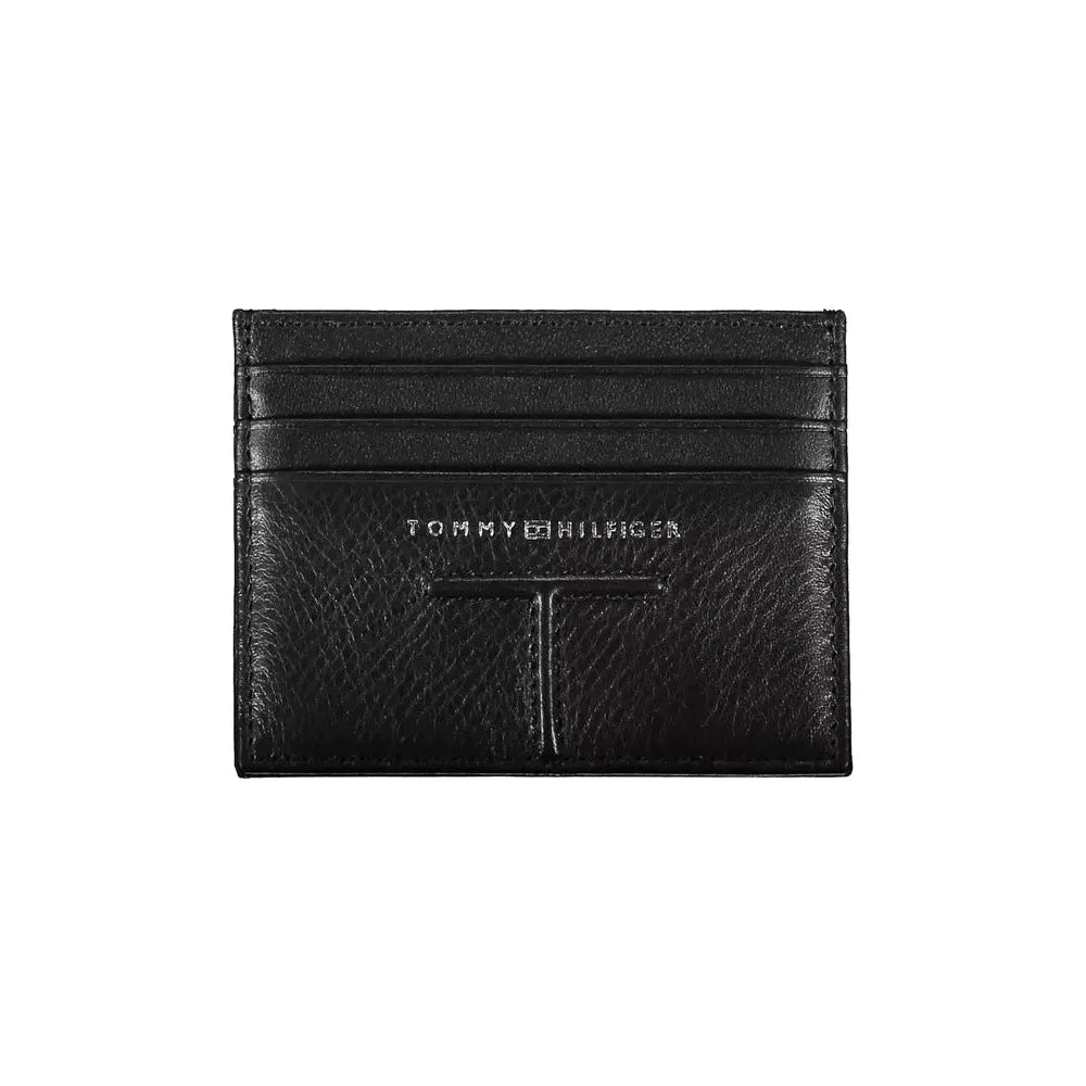 Tommy Hilfiger Sleek Black Leather Card Holder Tommy Hilfiger